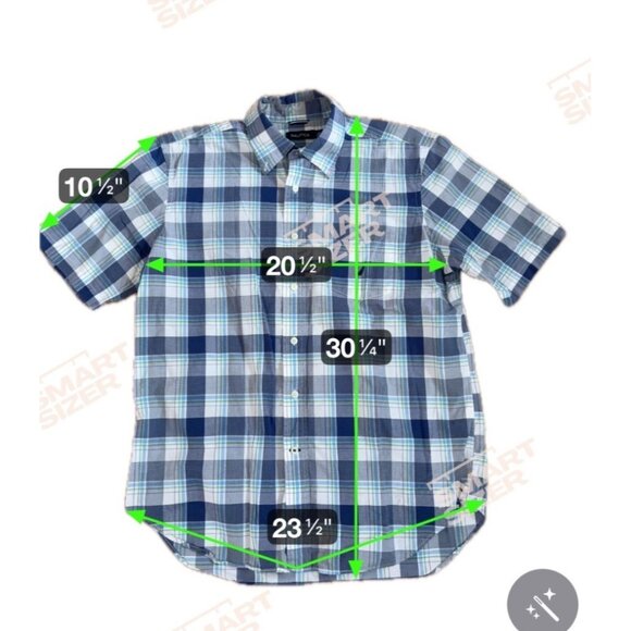 Nautica Shirt Mens Lg Blue & Green Plaid Short Sleeve Button Up Casual - Picture 8 of 8